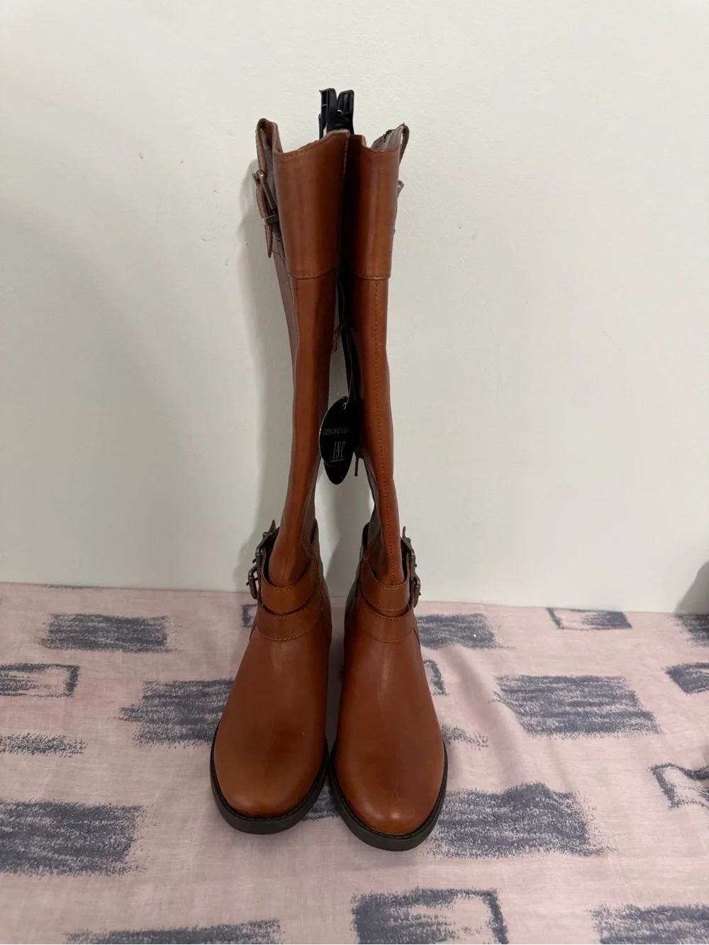 INC International Concepts Brown Leather Knee-High Riding Boots